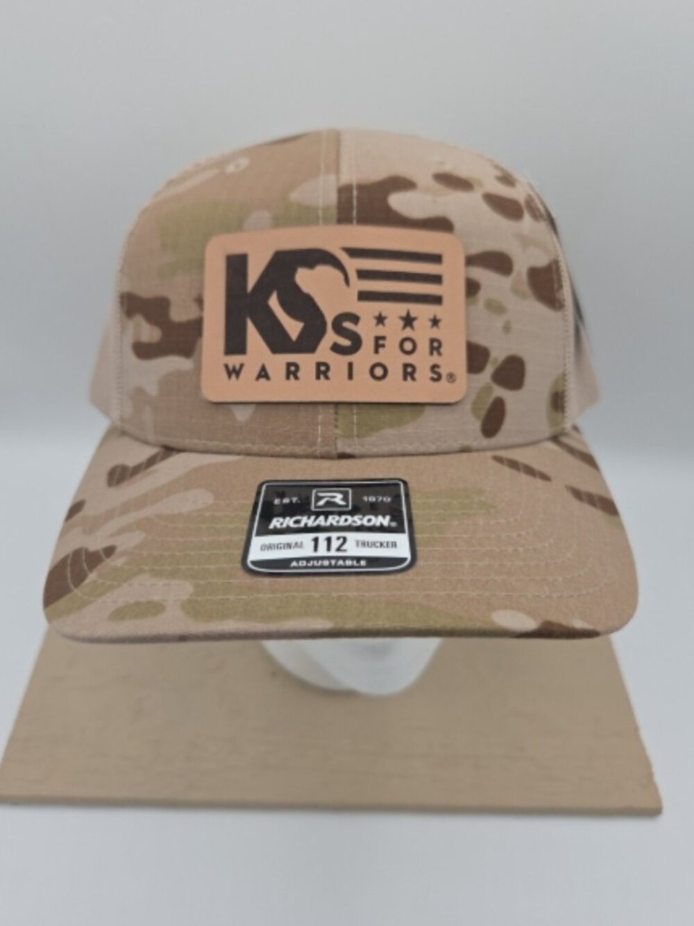 Richardson 112 Camo Trucker Hat K9s For Warriors Patch Adjustable NWT